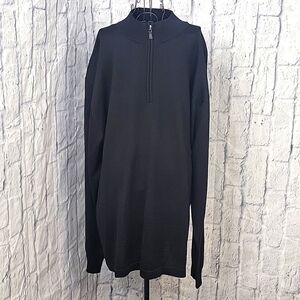 LINEA UOMO Black 1/4 Zip Part Wool Men's Sweater 4 XLT‎